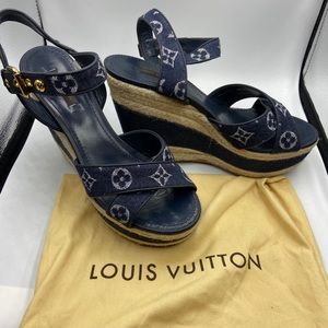 Denim LOUIS VUITTON wedge espadrilles